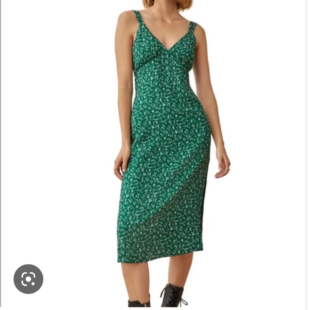 Reformation Green Lynda Dress